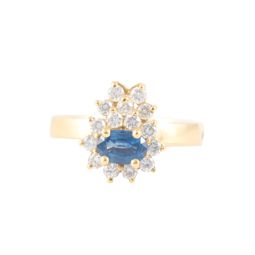 Bague 52.5 Bague saphir et diamants en or jaune 18 ct 58 Facettes 1