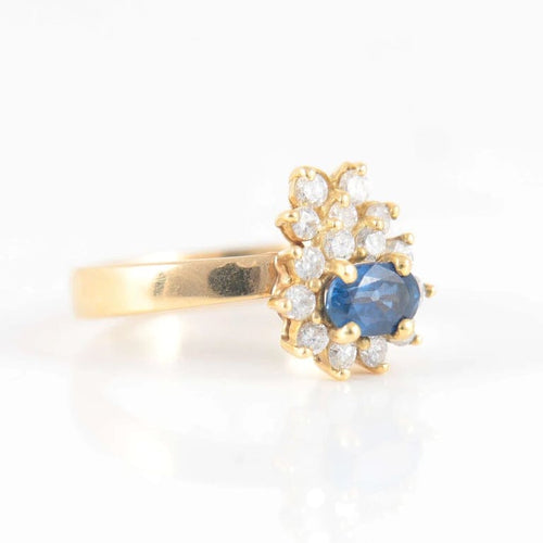 Bague 52.5 Bague saphir et diamants en or jaune 18 ct 58 Facettes 1