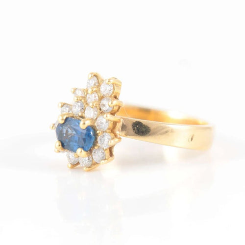 Bague 52.5 Bague saphir et diamants en or jaune 18 ct 58 Facettes 1
