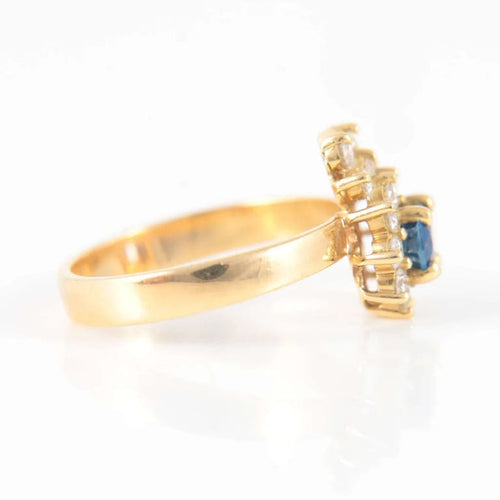 Bague 52.5 Bague saphir et diamants en or jaune 18 ct 58 Facettes 1
