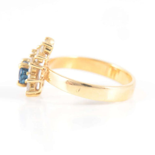 Bague 52.5 Bague saphir et diamants en or jaune 18 ct 58 Facettes 1