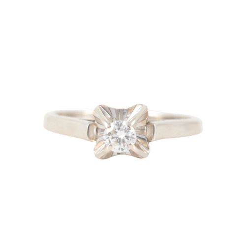 Bague 54 Non signé - Bague solitaire en or blanc 18 ct et diamant 58 Facettes 1