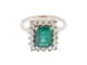 Bague 52 Bague moderne en or blanc 18 carats avec émeraude et diamants 58 Facettes