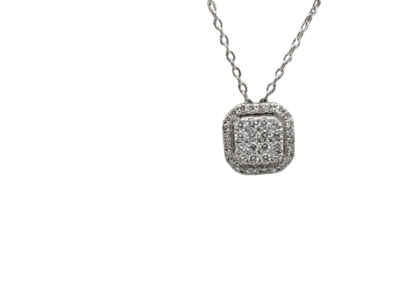 Collier Collier pendentif en or blanc 18 carats et diamants 58 Facettes
