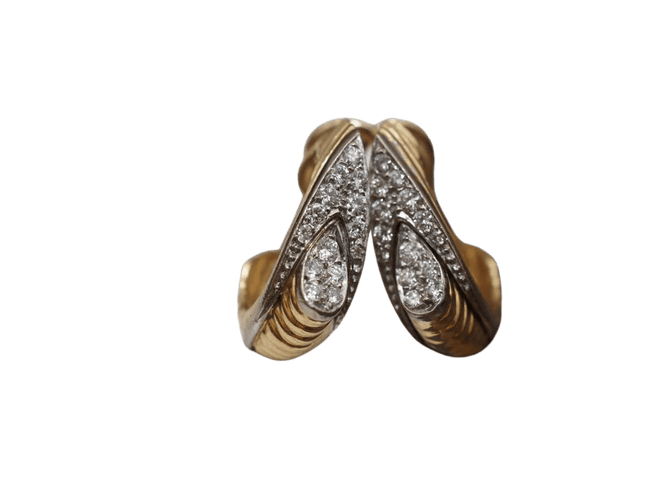 Boucles d'oreilles Boucles d’oreilles rétro en or jaune et blanc 18 ct, diamants 58 Facettes