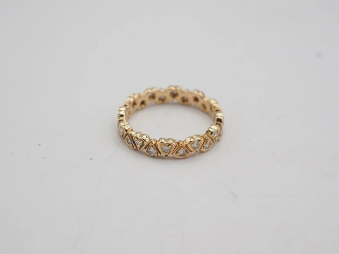 Bague 53 Alliance tour complet en or jaune 18 carats et diamants 58 Facettes