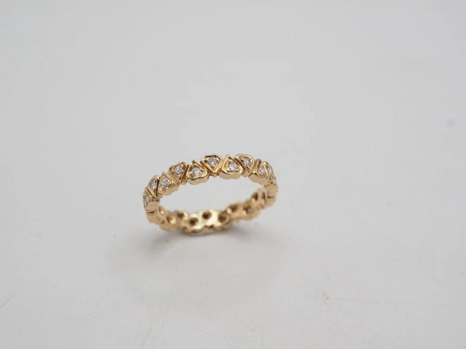 Bague 53 Alliance tour complet en or jaune 18 carats et diamants 58 Facettes