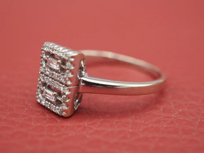 Bague 52 Bague Art déco en or 750 avec diamants 58 Facettes