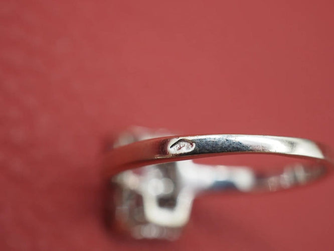 Bague 52 Bague Art déco en or 750 avec diamants 58 Facettes