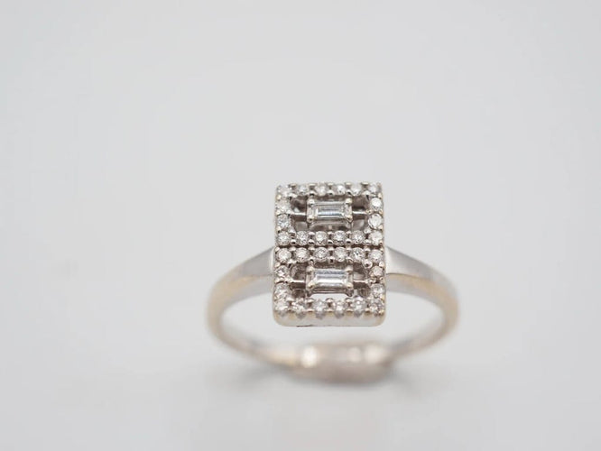 Bague 52 Bague Art déco en or 750 avec diamants 58 Facettes