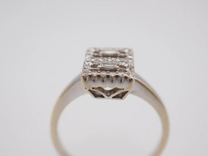 Bague 52 Bague Art déco en or 750 avec diamants 58 Facettes