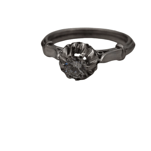 Bague 53 Solitaire ancien - Bague en platine avec diamant 58 Facettes