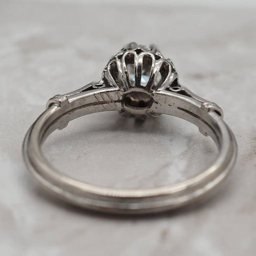 Bague 53 Solitaire ancien - Bague en platine avec diamant 58 Facettes