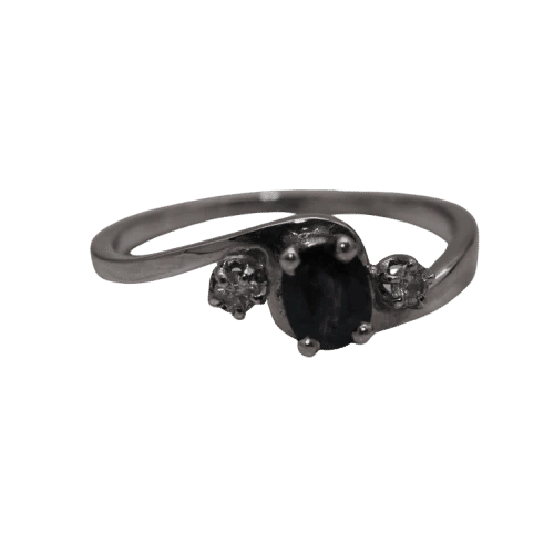 Bague 52 Bague en or blanc 750 millièmes avec saphir, taille 52 58 Facettes