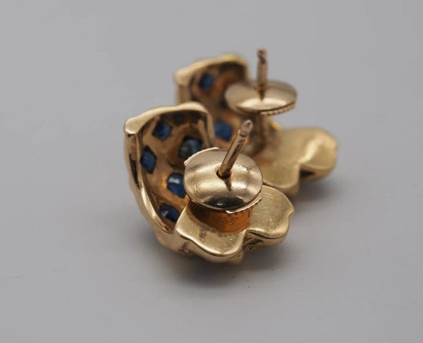 Boucles d'oreilles Boucles d'oreilles en or jaune 750 et saphirs 58 Facettes