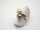 Bague 52 Bague en or jaune 750 avec perle de Tahiti et perle blanche 58 Facettes