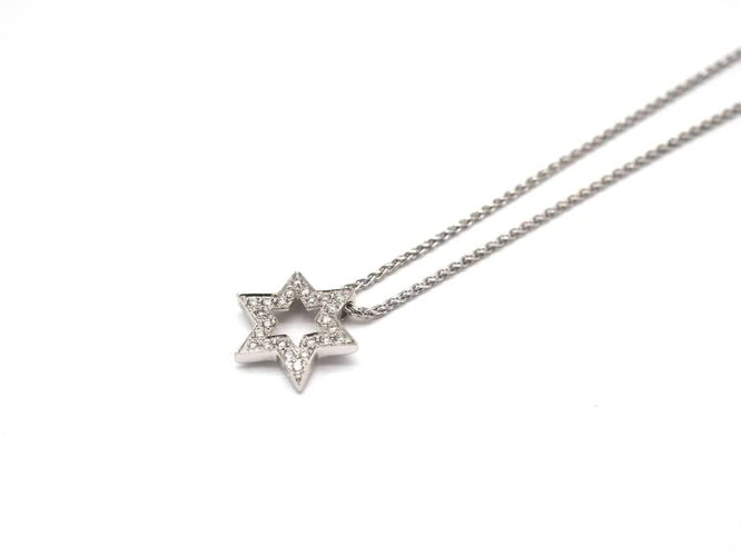 Collier Collier étoile en or blanc 750 avec diamants 58 Facettes