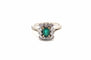 Bague 52 Bague en or blanc 750 avec émeraude et diamants 58 Facettes