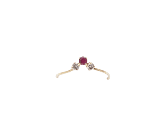 Bague 55 Bague diadème en or jaune 750 avec rubis et diamants 58 Facettes