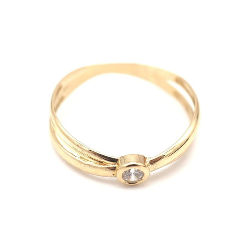 Bague 53.5 Bague double anneau en or jaune 750 avec diamant 58 Facettes