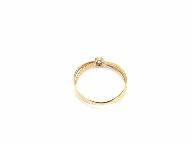 Bague 53.5 Bague double anneau en or jaune 750 avec diamant 58 Facettes