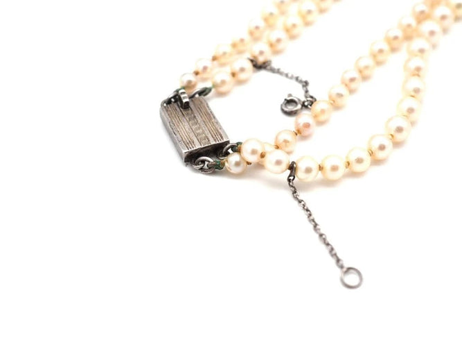 Collier Collier de perles ancien avec fermoir en or blanc 58 Facettes
