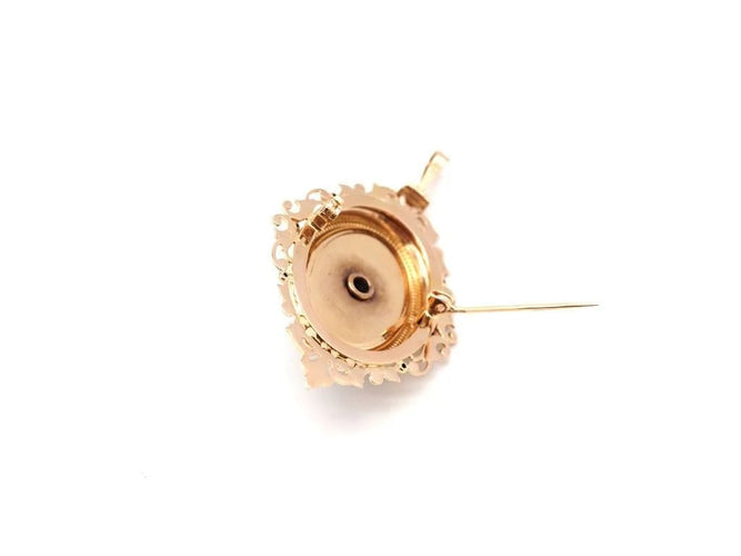 Pendentif Nap 3 - Pendentif broche en or jaune 750, grenat et onyx 58 Facettes