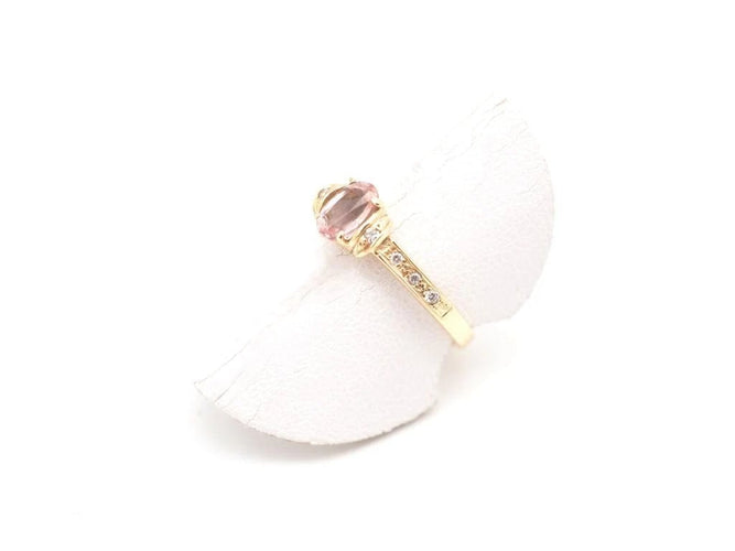 Bague 53 Bague en or jaune 750 avec tourmaline et diamants 58 Facettes