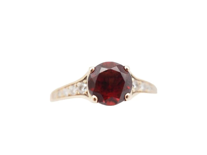 Bague 56 Bague en or rose 750 avec grenat et diamants 58 Facettes