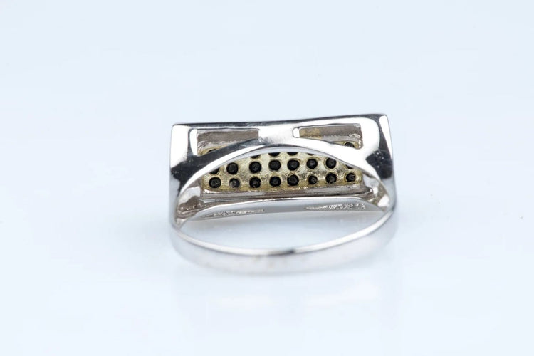 Bague 59 Bague diamants noirs 0,64 ct en or jaune et blanc 18K 58 Facettes BGDNCC1385-107