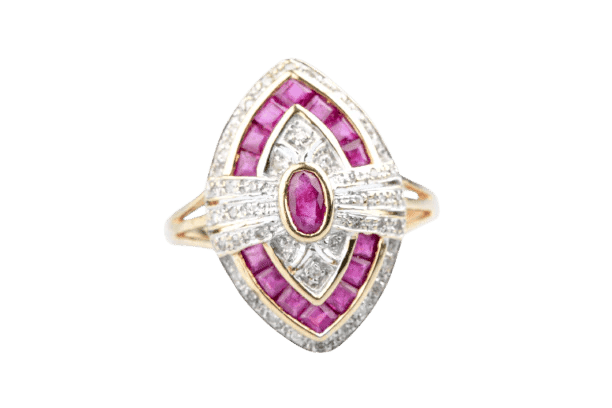 Bague 57 Bague rubis 1,35 ct et diamants 0,45 ct en or jaune 18K 58 Facettes BGNAVRUD6147-107