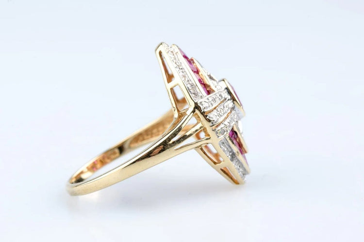 Bague 57 Bague rubis 1,35 ct et diamants 0,45 ct en or jaune 18K 58 Facettes BGNAVRUD6147-107