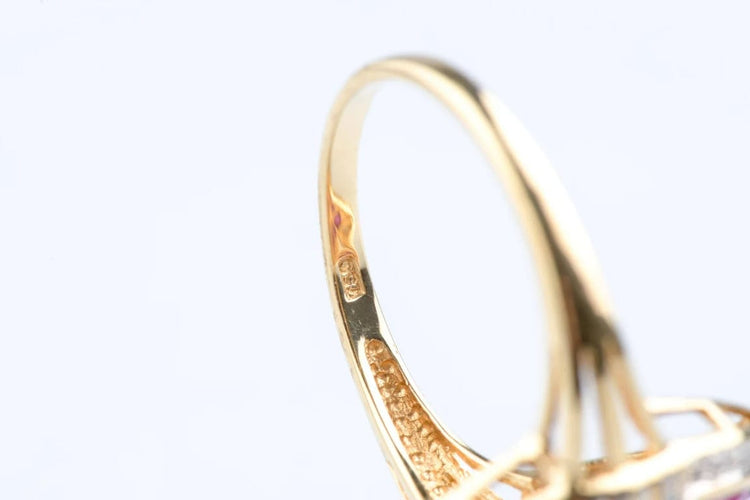 Bague 57 Bague rubis 1,35 ct et diamants 0,45 ct en or jaune 18K 58 Facettes BGNAVRUD6147-107