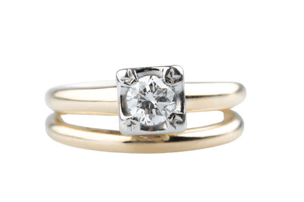 Bague 53 Bague solitaire en or jaune 14K avec diamant 0,40 ct 58 Facettes BG14KDCC1428-107