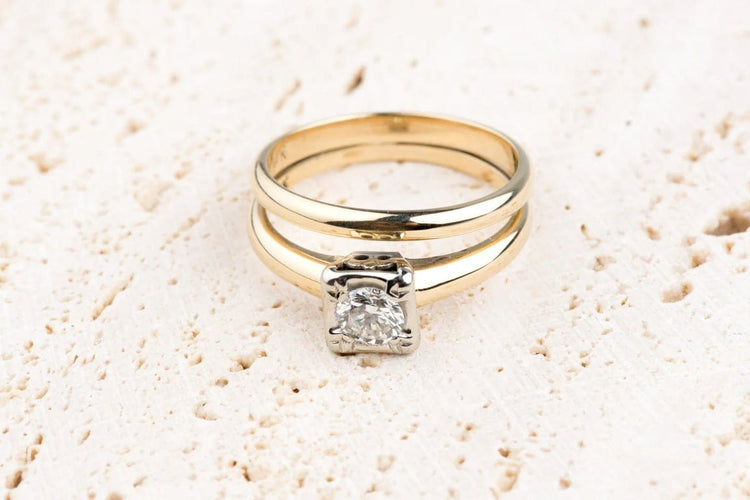 Bague 53 Bague solitaire en or jaune 14K avec diamant 0,40 ct 58 Facettes BG14KDCC1428-107