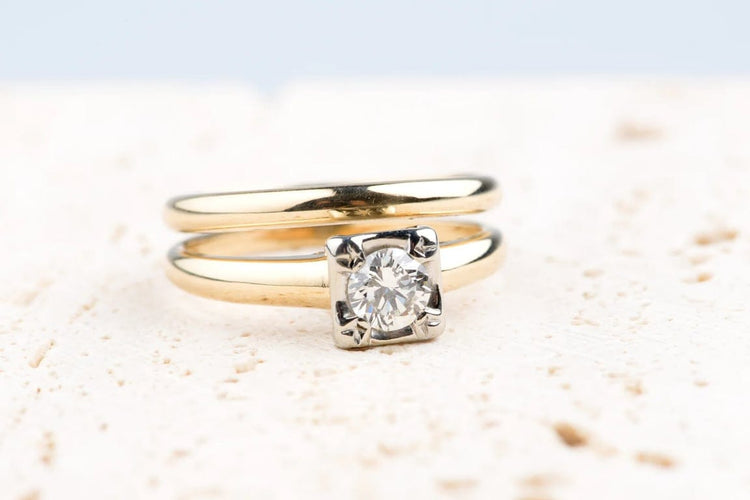 Bague 53 Bague solitaire en or jaune 14K avec diamant 0,40 ct 58 Facettes BG14KDCC1428-107