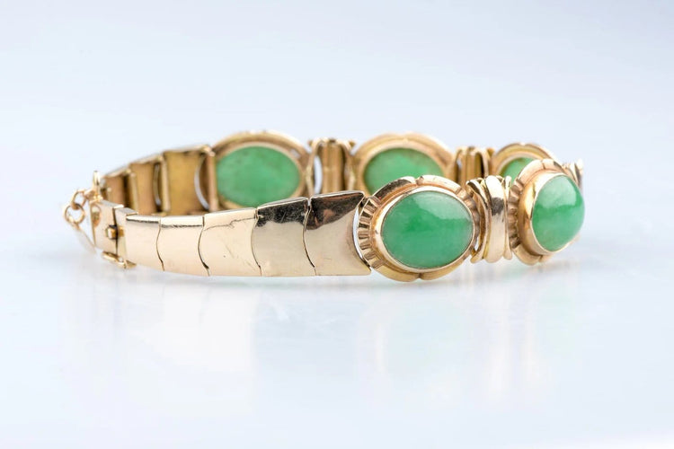 Bracelet Bracelet vintage en or jaune 14K et jade 58 Facettes BRJAD14KC631-107