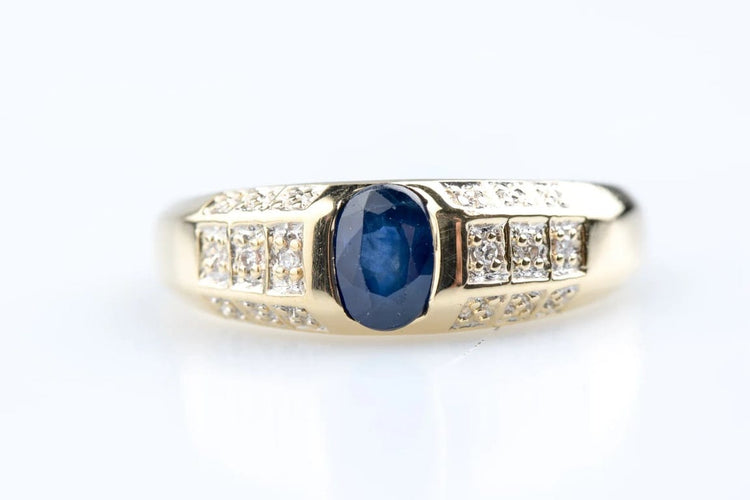 Bague 54 Bague en or jaune 18K avec saphir et diamants 58 Facettes BGSAPHIRDIAM-107