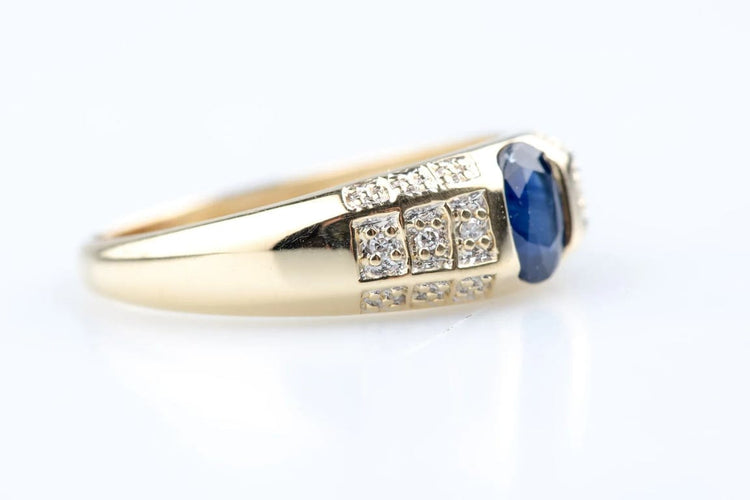 Bague 54 Bague en or jaune 18K avec saphir et diamants 58 Facettes BGSAPHIRDIAM-107