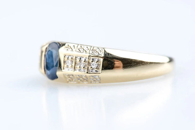 Bague 54 Bague en or jaune 18K avec saphir et diamants 58 Facettes BGSAPHIRDIAM-107