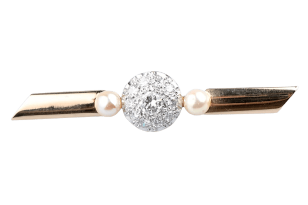 Broche Broche vintage en or jaune 18 carats, diamants et perles 58 Facettes BROCC1419-107