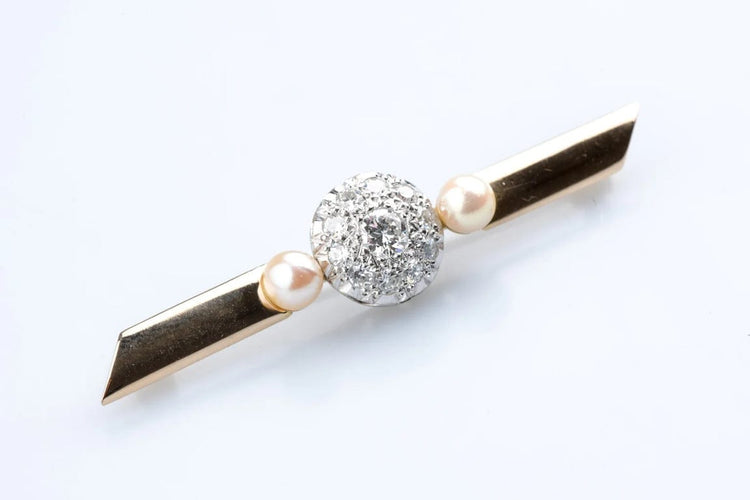 Broche Broche vintage en or jaune 18 carats, diamants et perles 58 Facettes BROCC1419-107