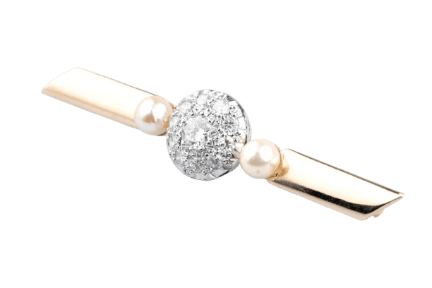 Broche Broche vintage en or jaune 18 carats, diamants et perles 58 Facettes BROCC1419-107