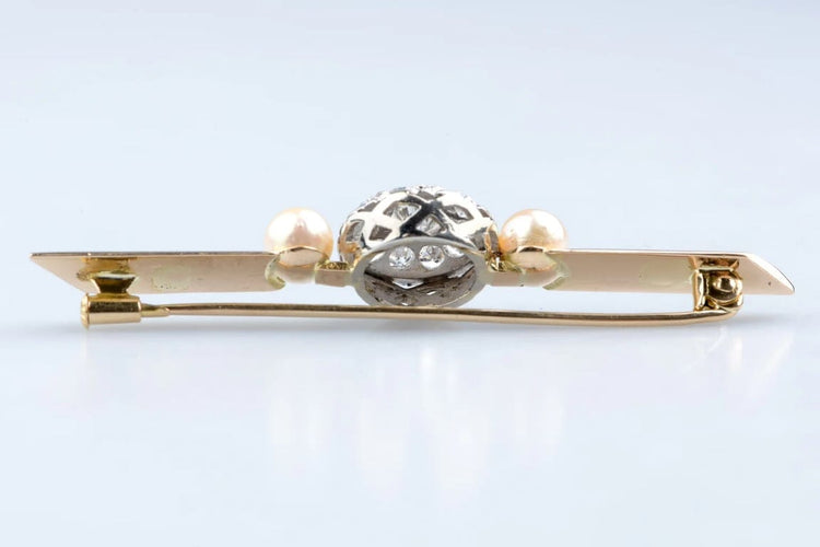 Broche Broche vintage en or jaune 18 carats, diamants et perles 58 Facettes BROCC1419-107