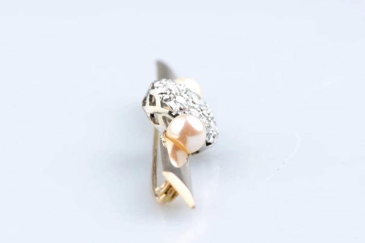 Broche Broche vintage en or jaune 18 carats, diamants et perles 58 Facettes BROCC1419-107