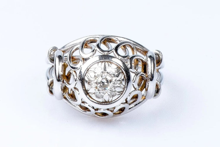 Bague 60 Bague 7 diamants en or blanc 18 carats 58 Facettes BGANCDT7000-55