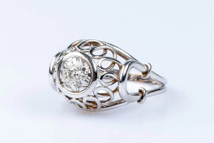 Bague 60 Bague 7 diamants en or blanc 18 carats 58 Facettes BGANCDT7000-55
