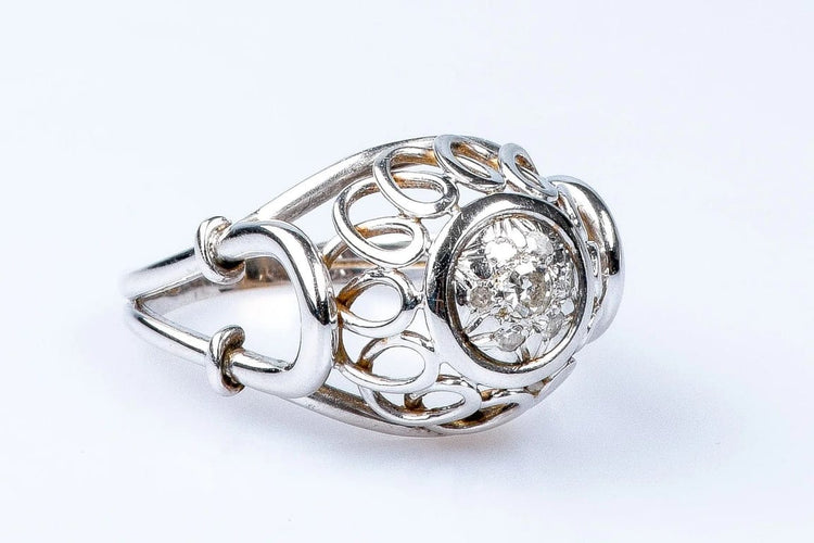 Bague 60 Bague 7 diamants en or blanc 18 carats 58 Facettes BGANCDT7000-55