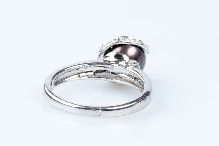 Bague 52 Bague en or blanc 18 carats avec perle de Tahiti et diamants 58 Facettes 111.116367-53