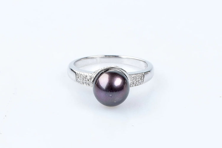 Bague 52 Bague en or blanc 18 carats avec perle de Tahiti et diamants 58 Facettes 111.116367-53